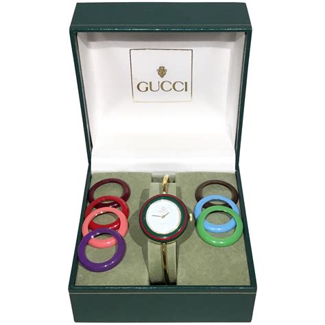 gucci watch with changing bezel|vintage gucci interchangeable bezel watch.